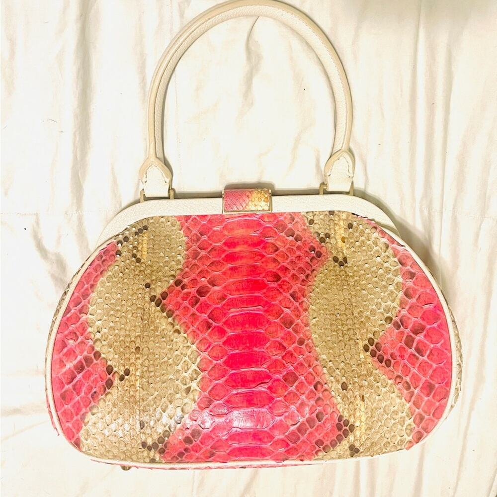 Rare Italian Python Top Handle Bag by Dee Ocleppo • Palm Beach Collection - Picture 13 of 16